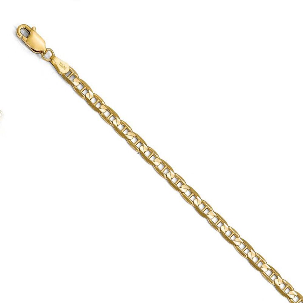 3.75mm 14k Yellow Gold Concave Anchor Chain Bracelet - 8 Inch